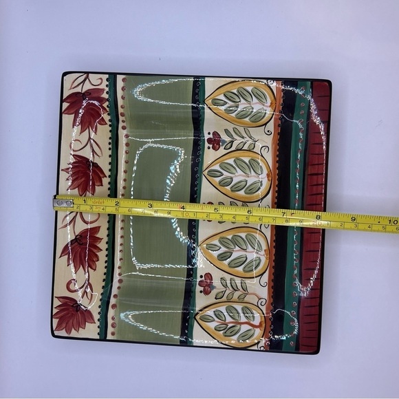 Tabletops Unlimited beautiful ceramic hand painted 8” square salad plate/dish. - Picture 7 of 9